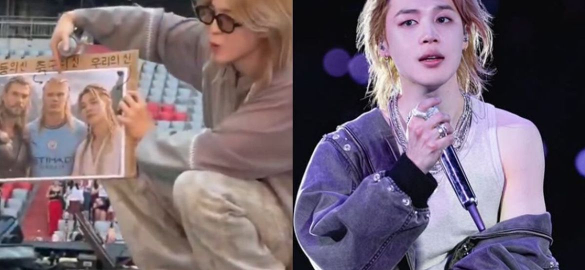 Jimin-recibe-en-Munich-un-cartel-que-lo-compara-con-Thor-y-Erling-Haaland-su-reaccion